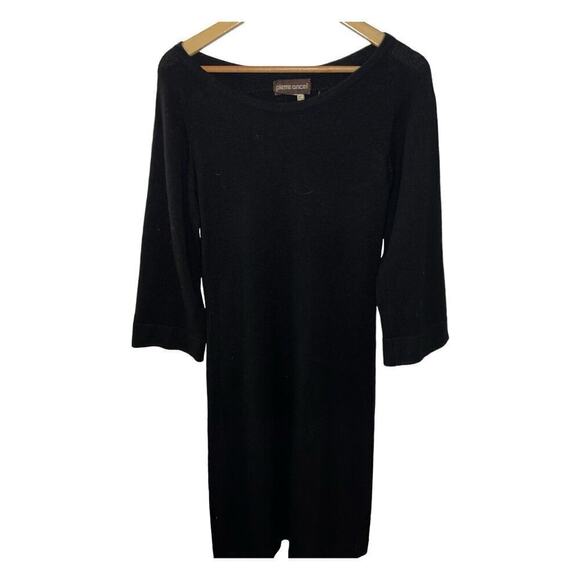 Vintage Pierre Ancel Cashmere Bell Sleeve Black Dress - Size 6 - Picture 3 of 7